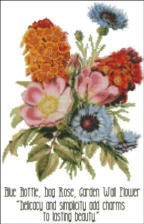 (image for) Floral Emblems 005-Blue Bottle, Dog Rose, Garden Wall Flower
